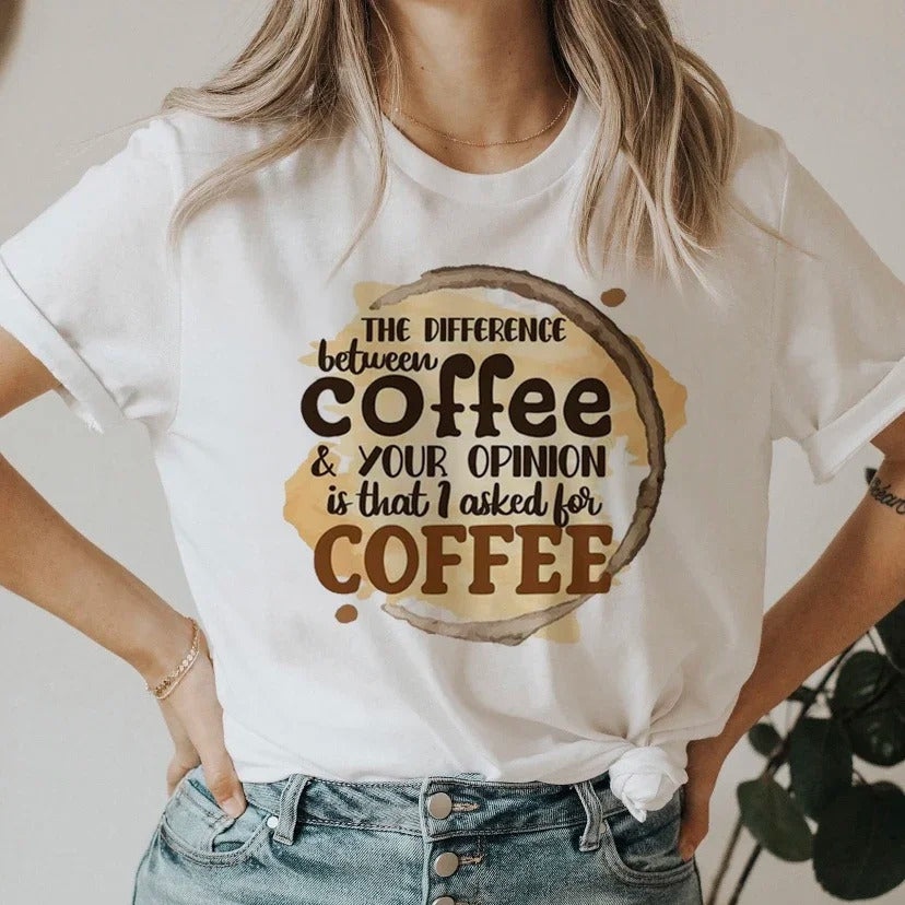 Coffee Opinion Printed White T-shirt