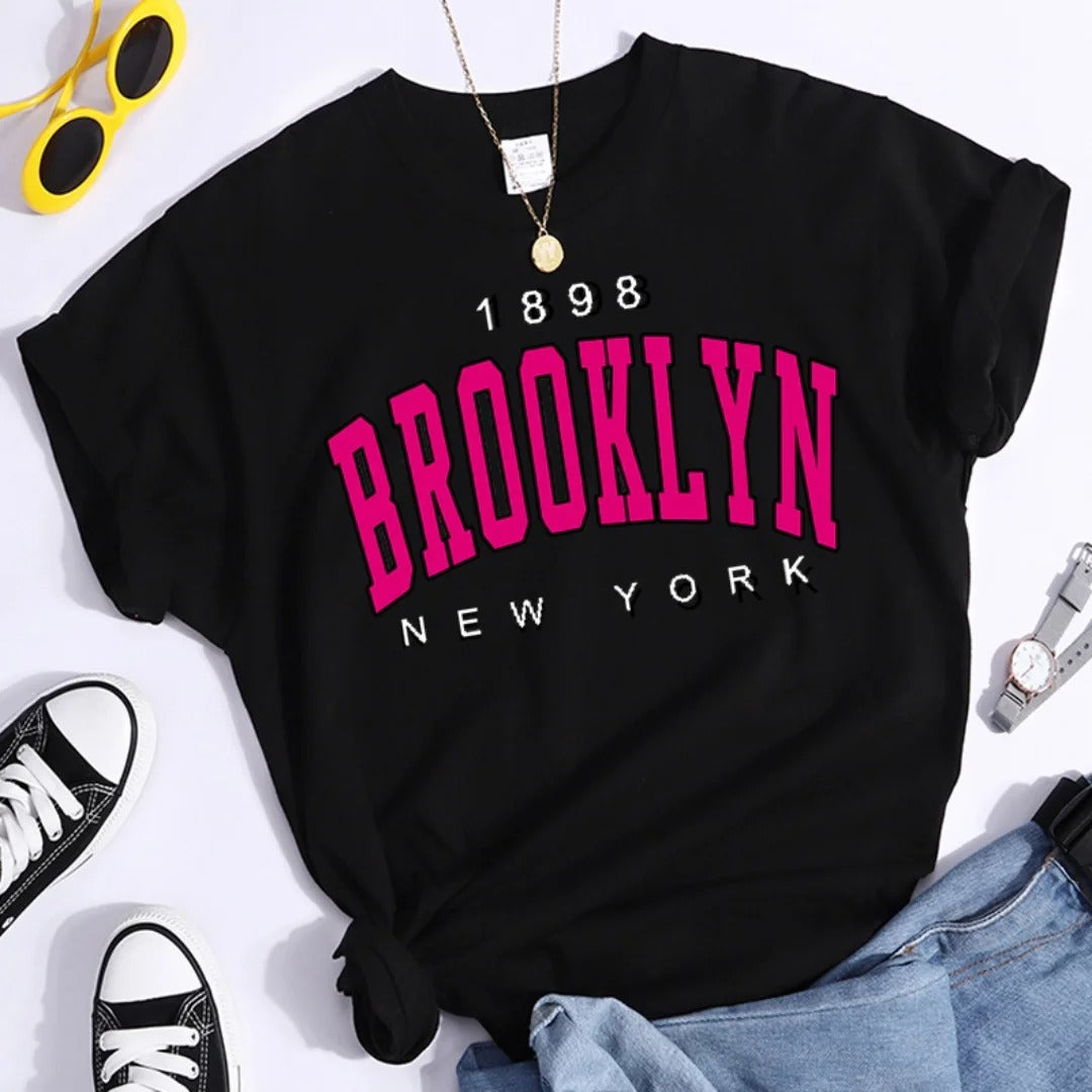 Black Brooklyn 1898 New York Printed T-shirt