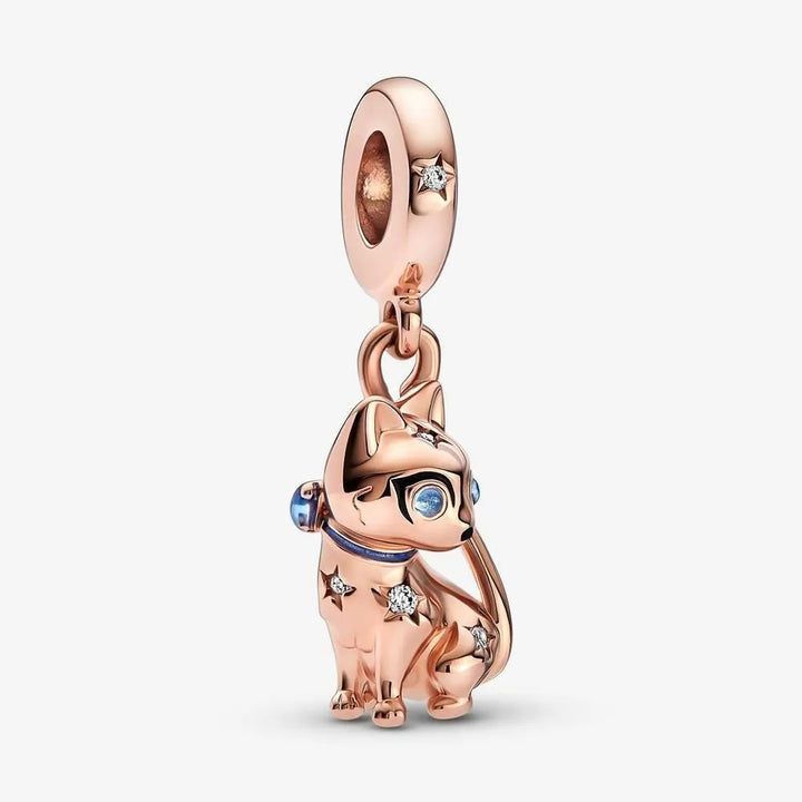 Rose Gold Cat Pendant with Cubic Zirconia