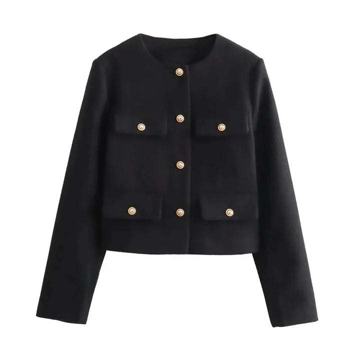 Black Short Jacket with Buttons