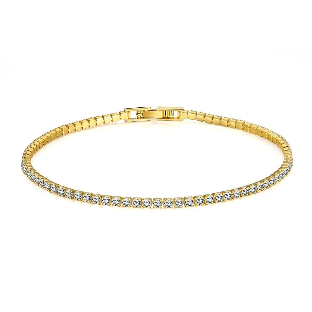 Gold Tennis Bracelet with Cubic Zirconia