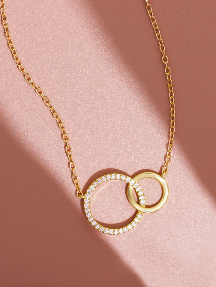 Gold Minimalist Double Ring Necklace 