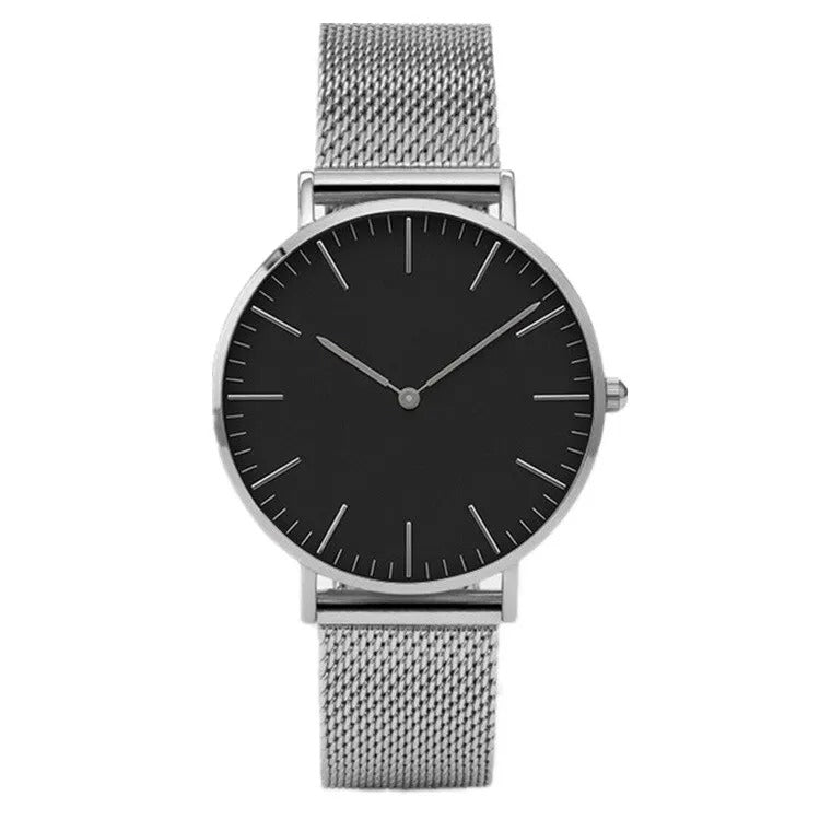 Luxury Silver Watch with Black Dial