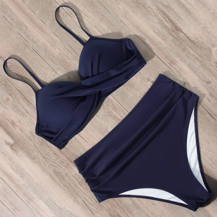 Navy High Waist Push-Up Bikini