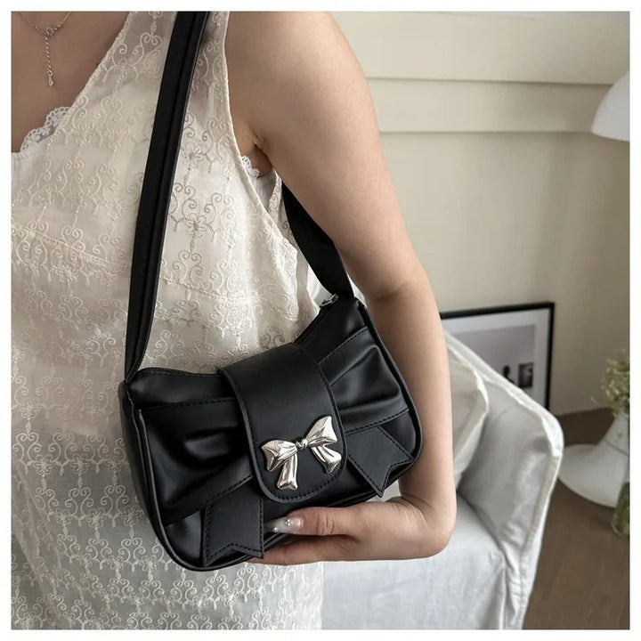 Black Fashion Shoulder Bag With Bow