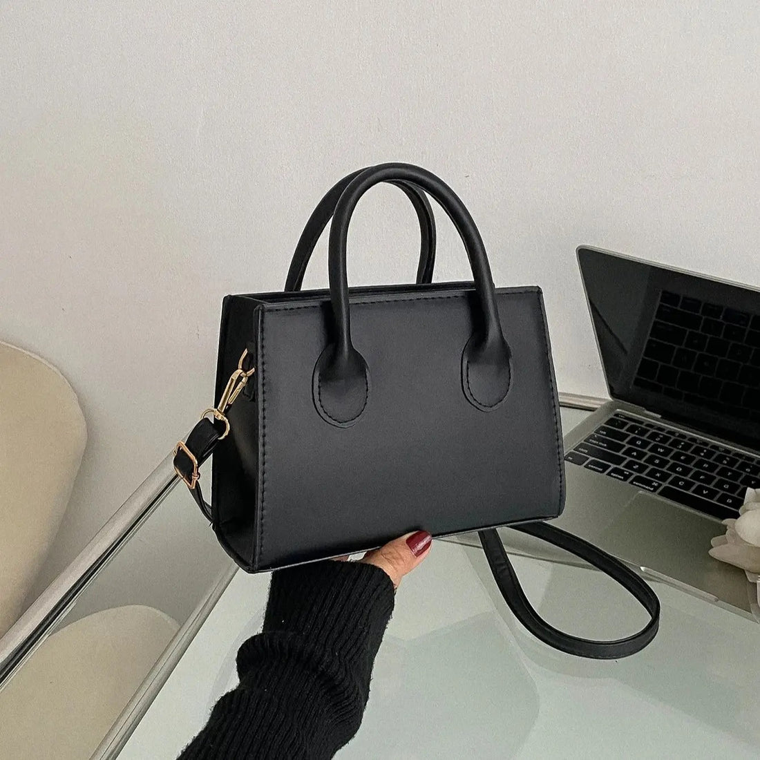 Black PU Leather Casual Shoulder Bag