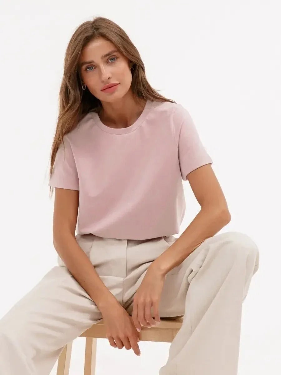 Pink Cotton Round Neck T-Shirt