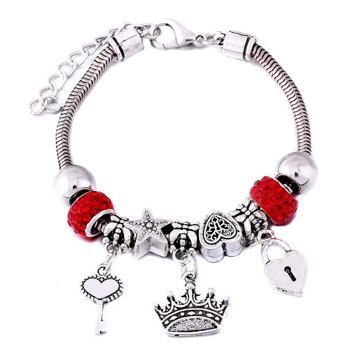 Red Charm Bracelet with Crystals