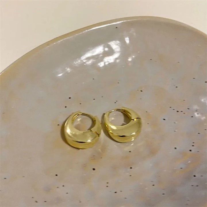 Gold Thick Hoop Earrings