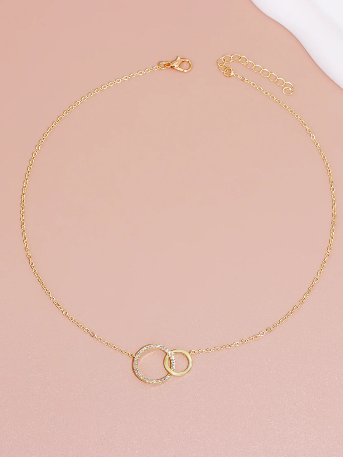 Gold Minimalist Double Ring Necklace 