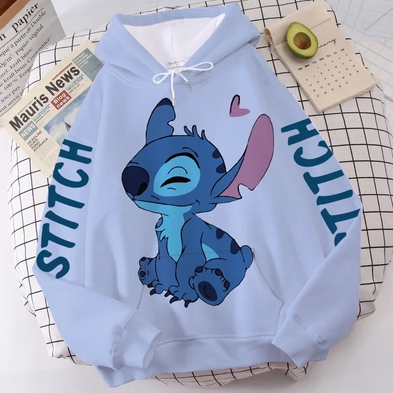 Bluza Stitch z Kapturem Niebieska