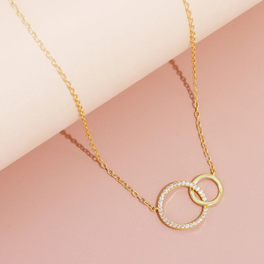 Gold Minimalist Double Ring Necklace 