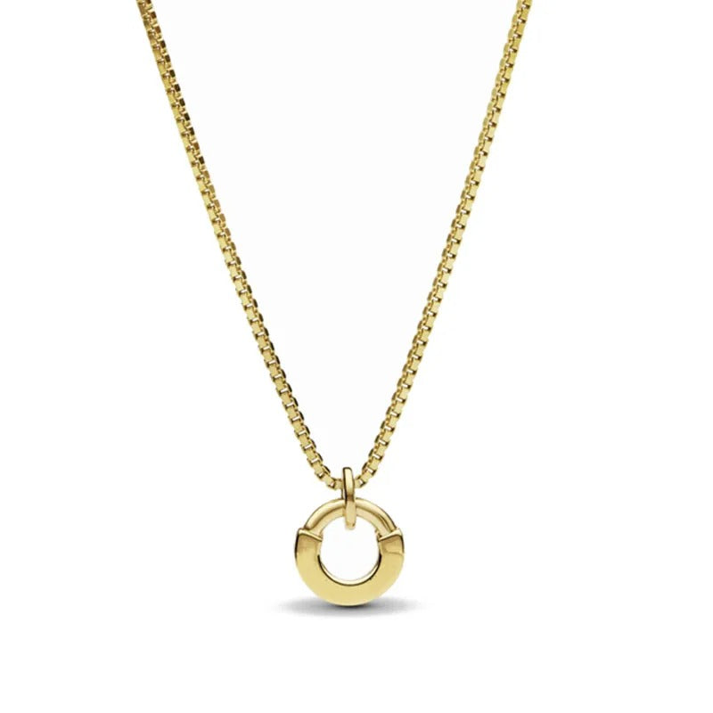 Necklace with a Gold Pendant in the Shape of a Circle