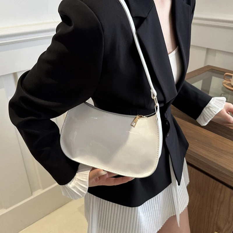 Retro PU Leather Shoulder Bag White