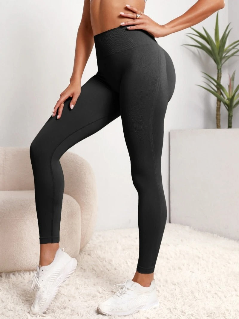 Black High Waist Seamless Push Up Leggings