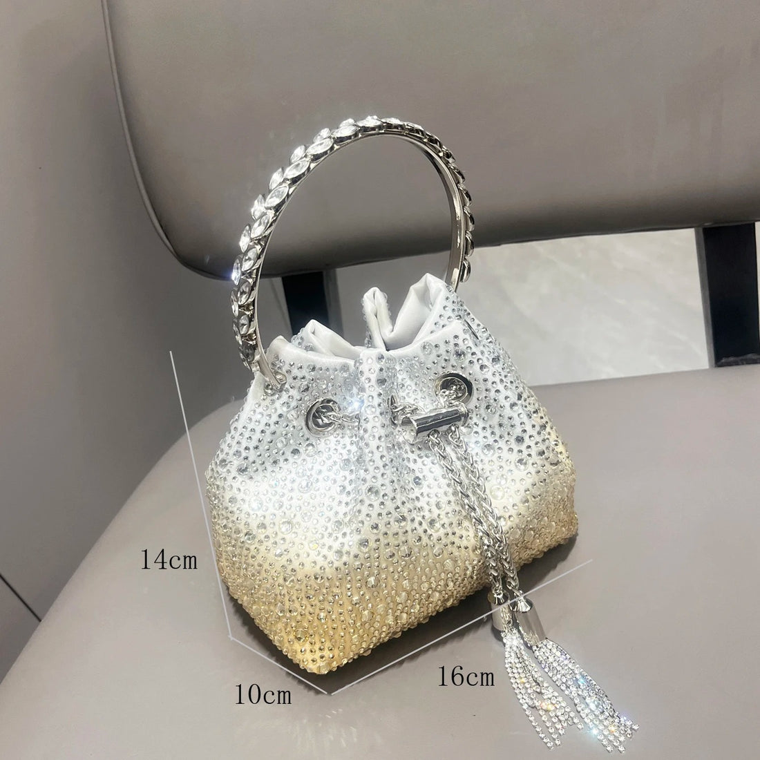 Bucket Bag Shiny with Crystals Yellow