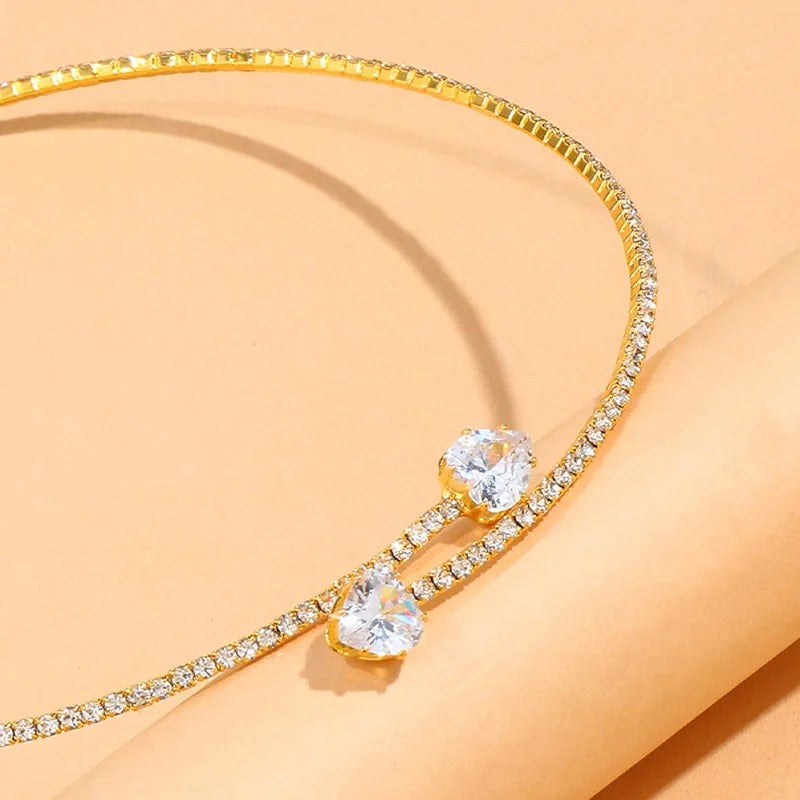 Trendy Heart Shaped Rhinestone Necklace Elegant Jewelry