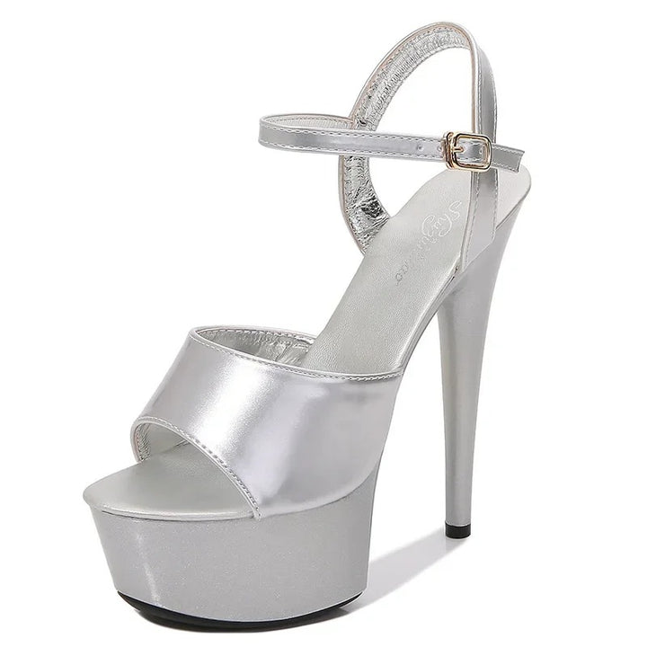 Silver High Heel Dancing Sandals