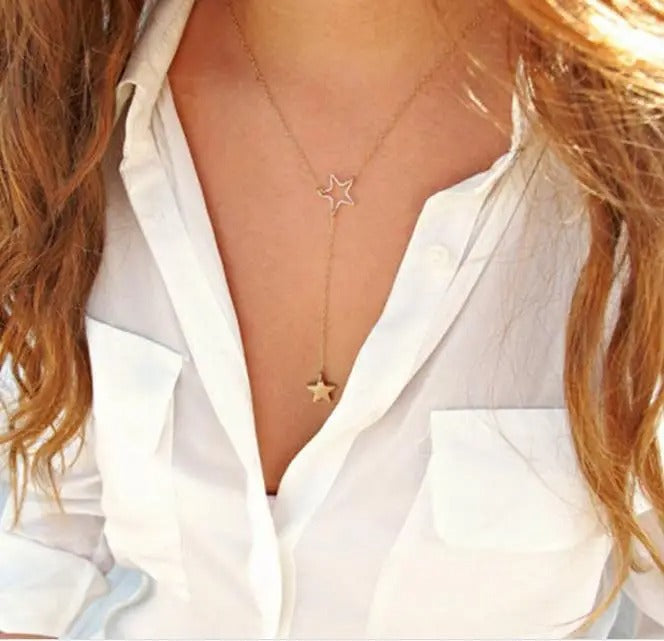 Gold Y Necklace with Stars – Elegance and Minimalism