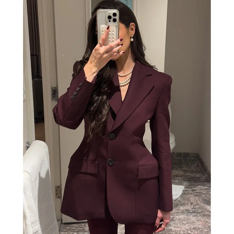 Burgundy Elegant Slim Fit Jacket