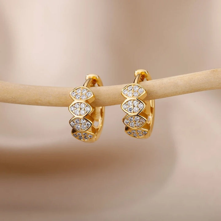 Gold Hoop Earrings with Cubic Zirconia Modern Elegance