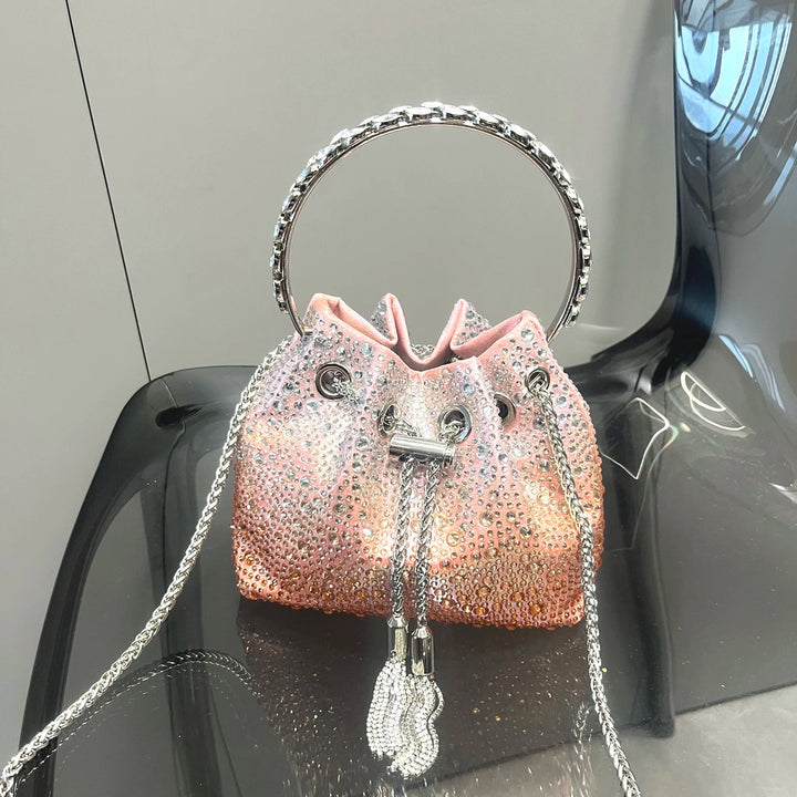 Bucket Bag Shiny with Crystals Orange