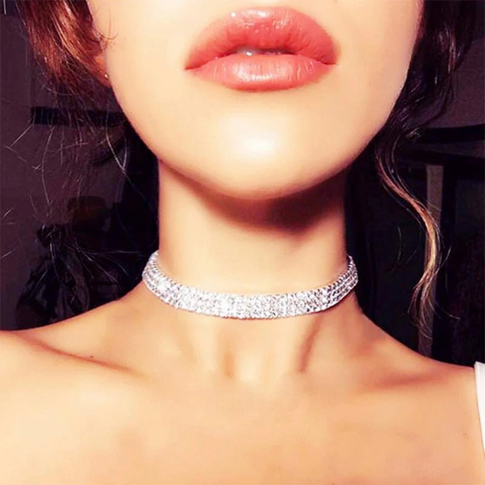 White Hip Hop Style Zircon Choker 