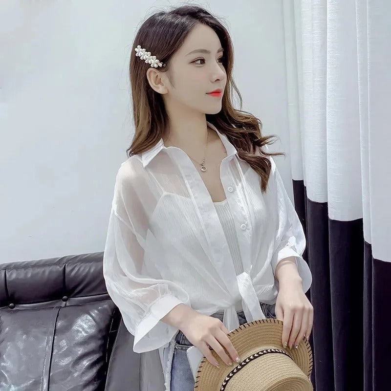 White Blouse with Tie