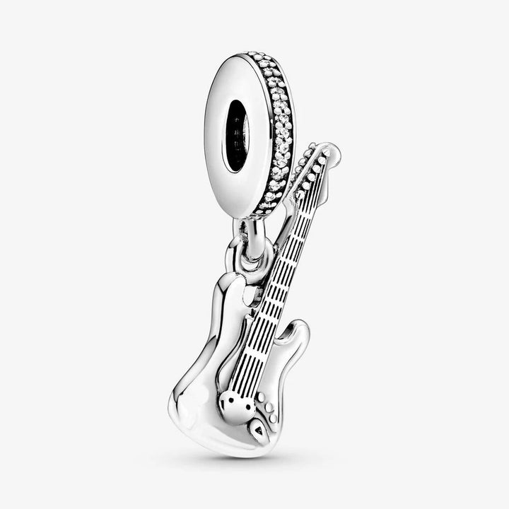 Silver Charm Pendant Electric Guitar with Cubic Zirconia