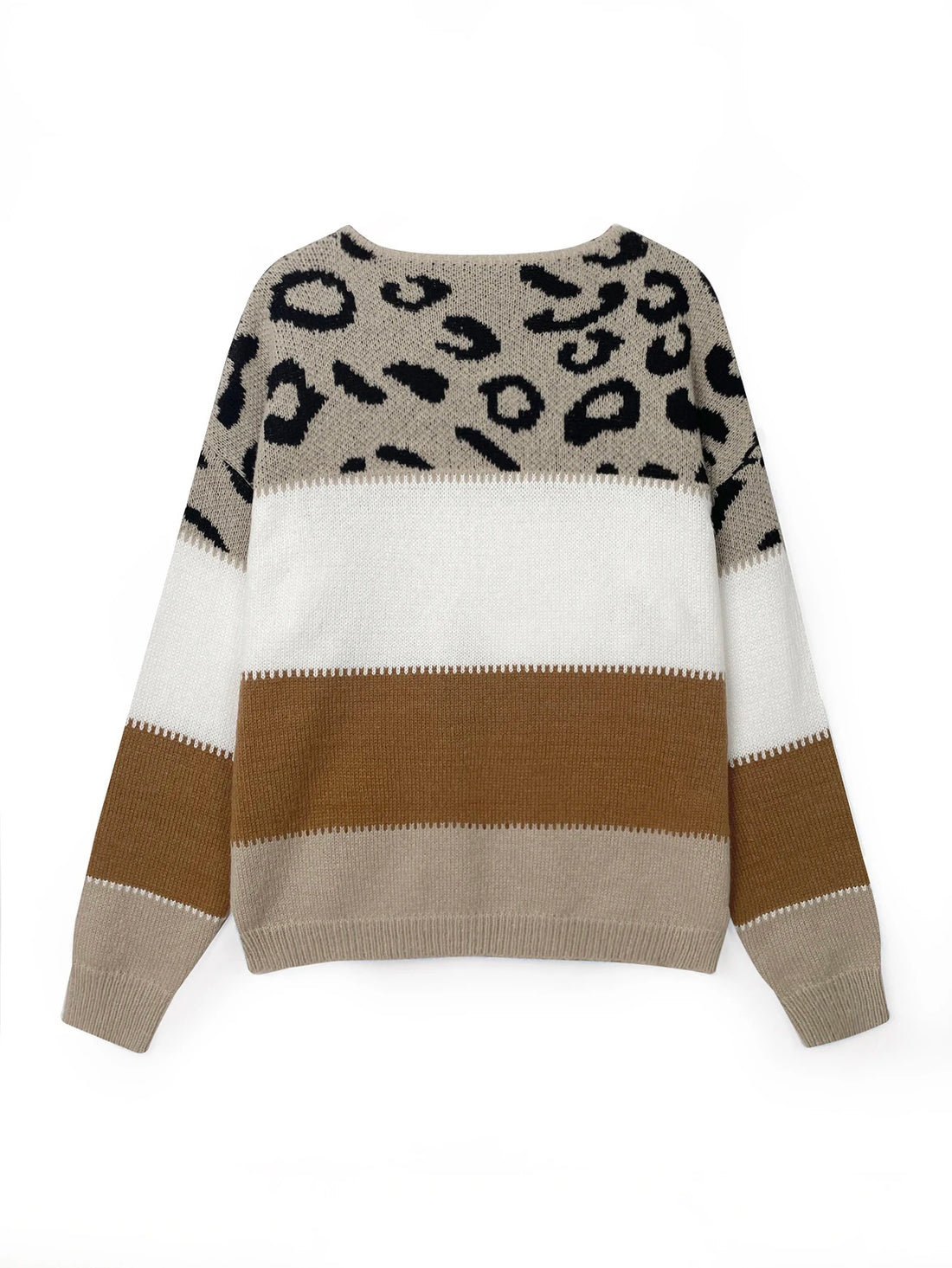 Beige and Brown Leopard Print Sweater