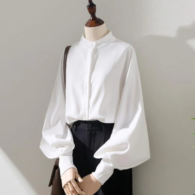 White Blouse with Lantern Sleeves