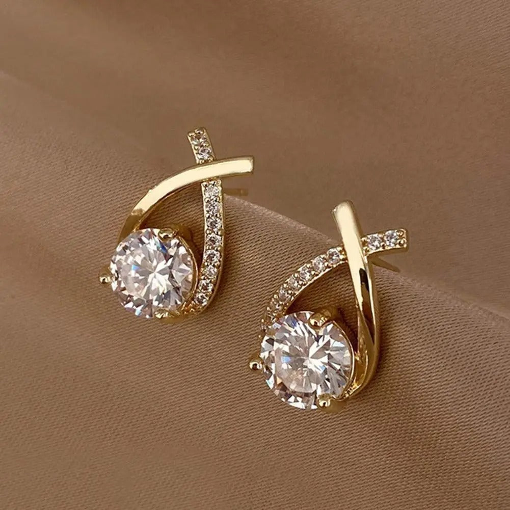 Gold Cross Stud Earrings