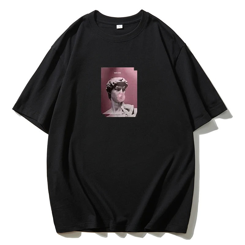 Black T-shirt with Aesthetic Print Blessyuki Plus Size