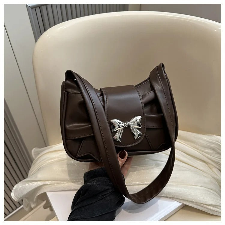 Brown Fashion Shoulder Bag With Bow