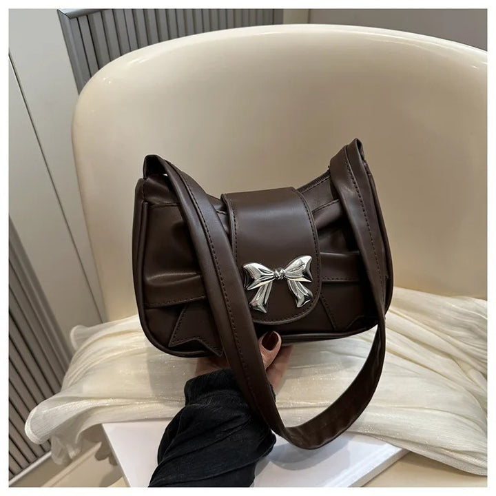 Brown Fashion Shoulder Bag With Bow