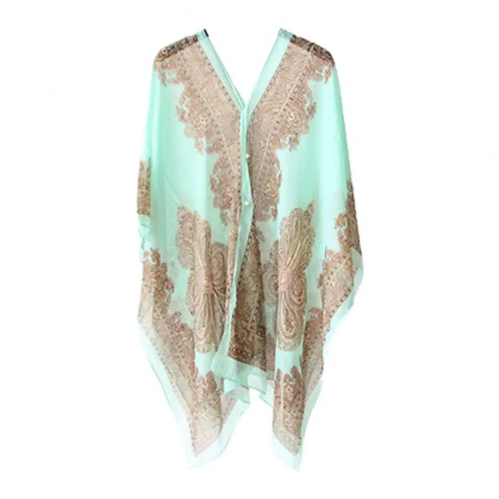 Mint Summer Scarf with UV Protection Chiffon Beach Shawl