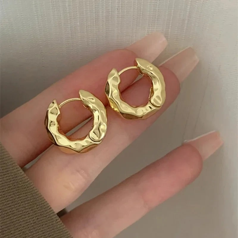 Gold Hammered Hoop Earrings