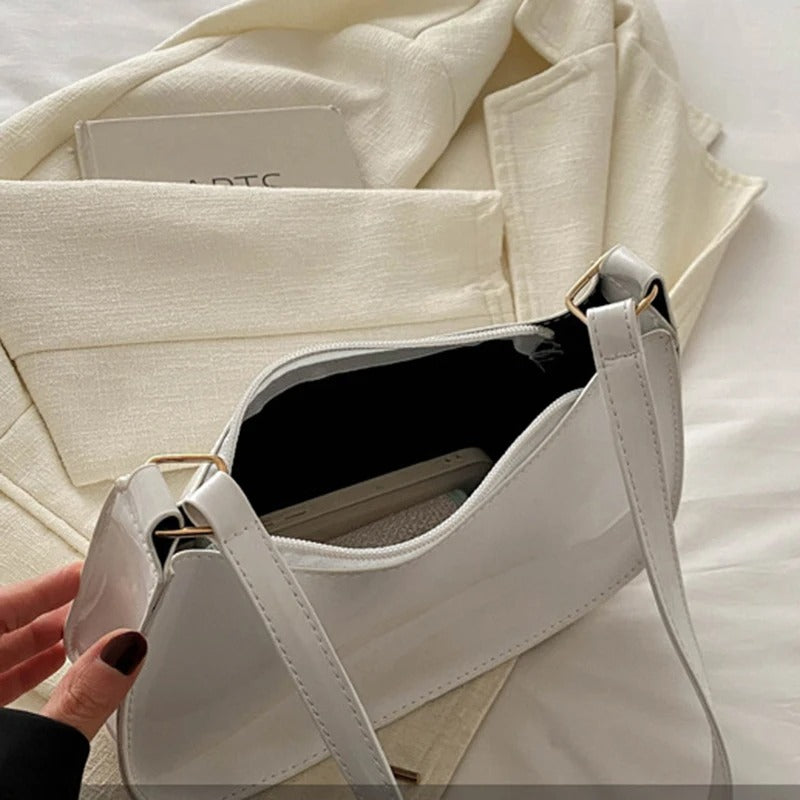 Retro PU Leather Shoulder Bag White