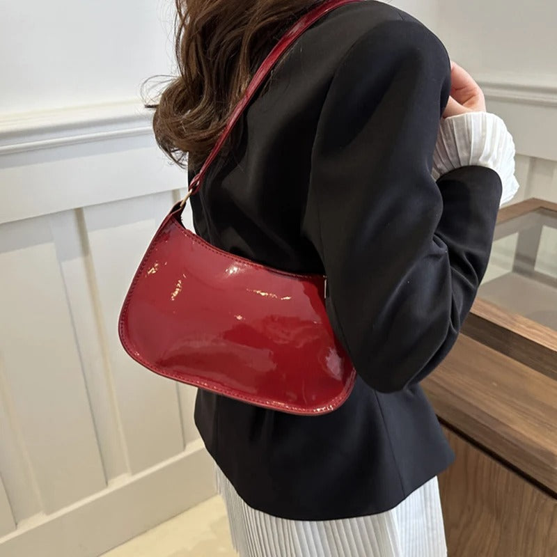 Retro PU Leather Shoulder Bag Red