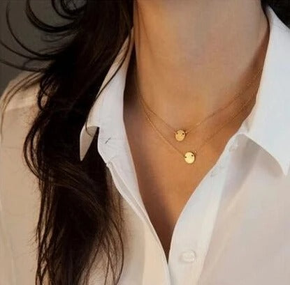 Gold Layered Necklace with Round Pendants