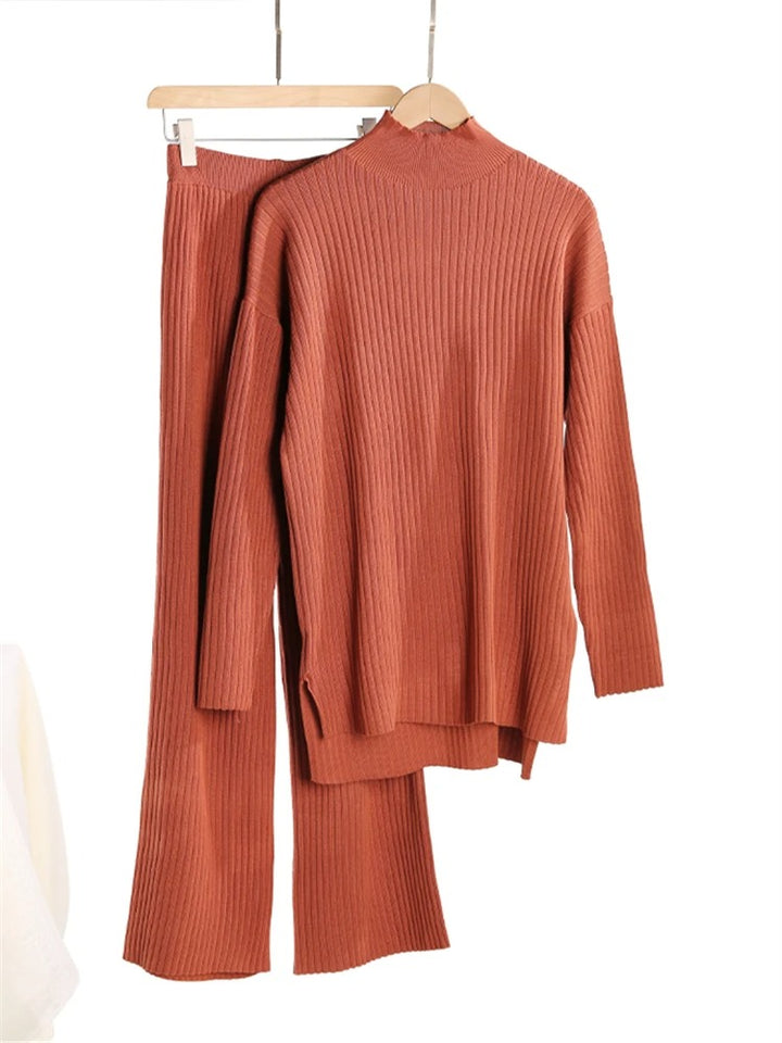 Knitted turtleneck set Coffee