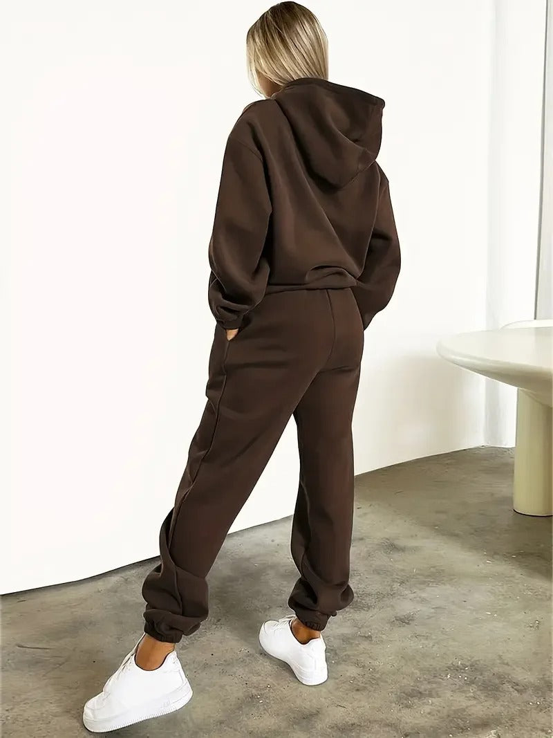 Brown MILANO Tracksuit Set with Hood