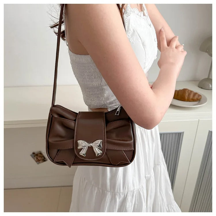 Brown Fashion Shoulder Bag With Bow