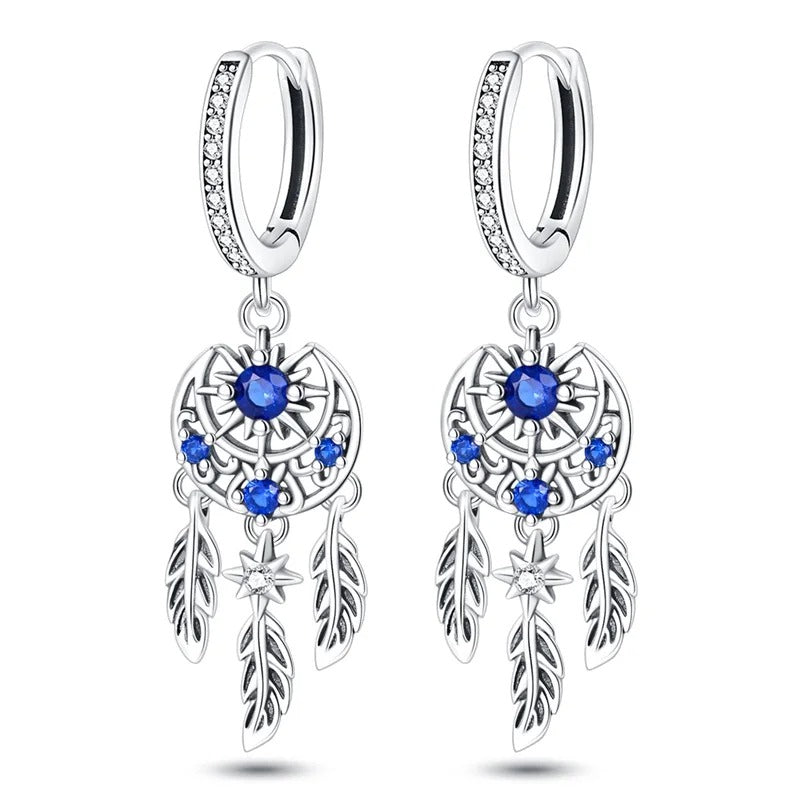 Silver Dream Night Earrings Dreamy Dream Catcher