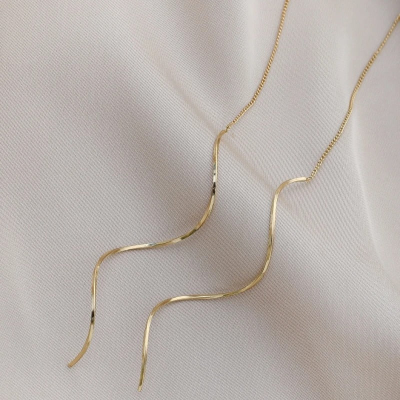 Gold Long Earrings with Fringes