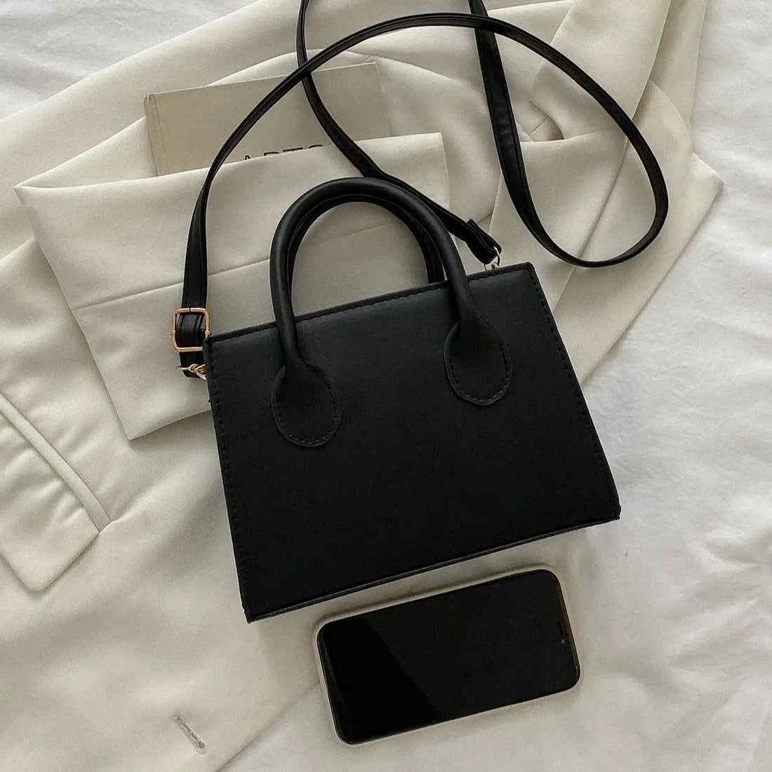 Black PU Leather Casual Shoulder Bag