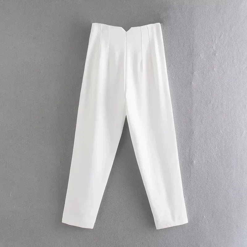 White High Waist Trousers