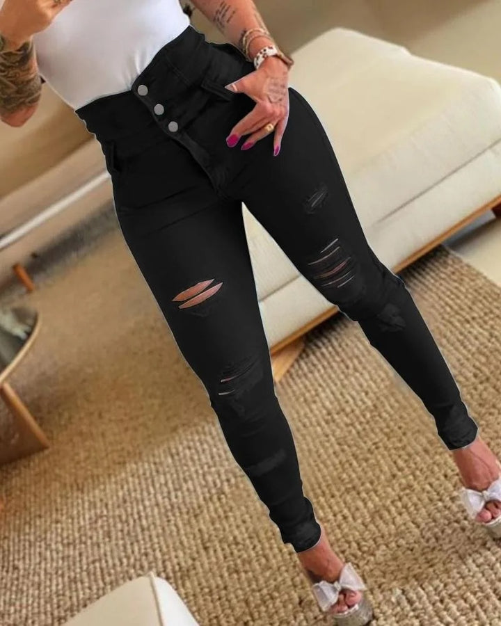 Black Y2K High Waist Bodycon Pencil Jeans