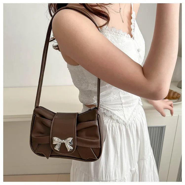 Brown Fashion Shoulder Bag With Bow