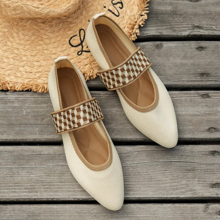 Beige Women's Slip-On Loafers with Low Heels